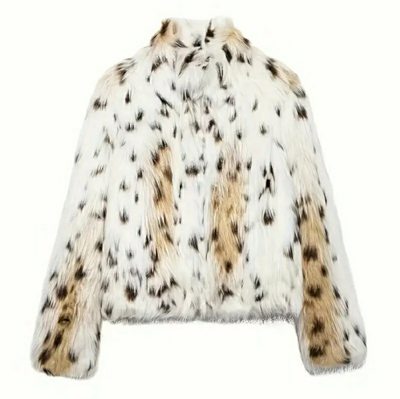NEW! Women's Faux Fur Leopard Print Jacket - Picture 4 of 4